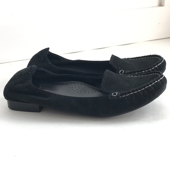 COLE HAAN Black Ballet Flat Suede Nike Air Slip On Loafer Women’s Size 9.5 WIDE - Picture 9 of 16